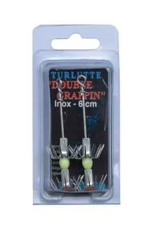 2 Turluttes Double Grappin Inox Solde