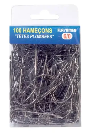 100 Hameçons 60° pour Têtes Plombées N°3/0 Promotion Saisonnière