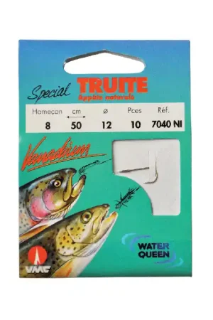 Spécial truite appâts naturels 7040 NI 50 cm Hameçons N°8 sur Nylon 14/100 Certifié