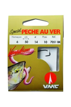 Nouveauté Spécial pêche au ver 7051 BK 50 cm Hameçons N°10 sur Nylon 14/100