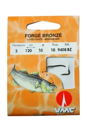 Forgé bronzé tige courte 9408 BZ 120 cm Hameçons N°3 sur Nylon35/100 Commander Vite