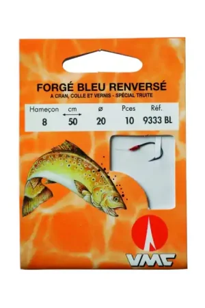 Jusqu'à Épuisement Des Stocks Forgé Bleu Renversé à Cran Collé et Vernis 9333 BL 50 cm Hameçons N°8 sur Nylon 18/100