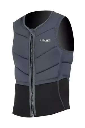 Gilet impact kitesurf/windsurf PROLIMIT Fusion Slider Vest Half Padded Frontzip Black/Grey Livraison Express