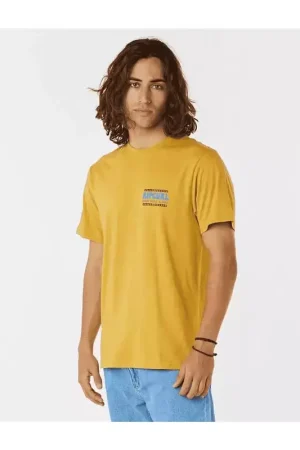Teeshirt RIPCURL Down The Line Sstee Mustard Gold L Vente Directe
