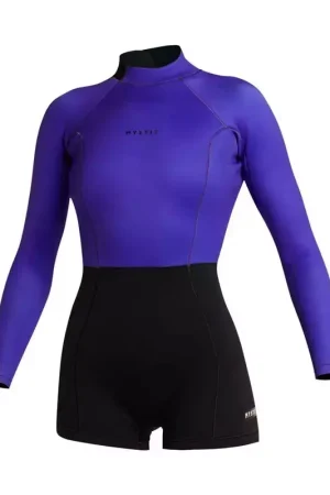 Acheter Direct Combinaison shorty femme MYSTIC Lunar Longarm 2/2mm Bzip Black / Purple