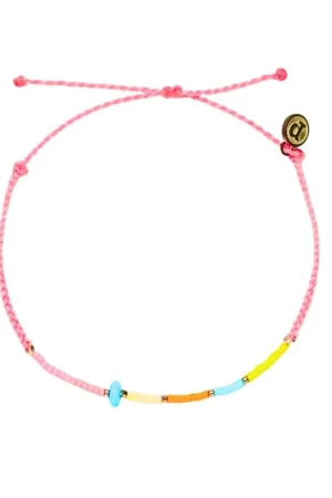 Expédié Aujourd'hui BRACELET PURA VIDA WONDERLAND SEED BEAD ANKLET SILV